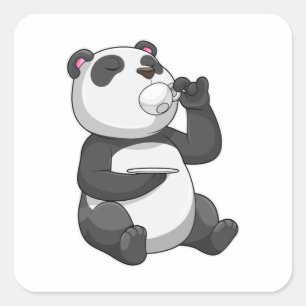 Sticker Carré Panda avec Tea Cup