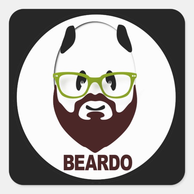 Sticker Carré Panda avec verres verts BEARDO (Devant)