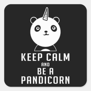 Sticker Carré Panda Bear Pandicorne Garder Calm amusant Idée cad