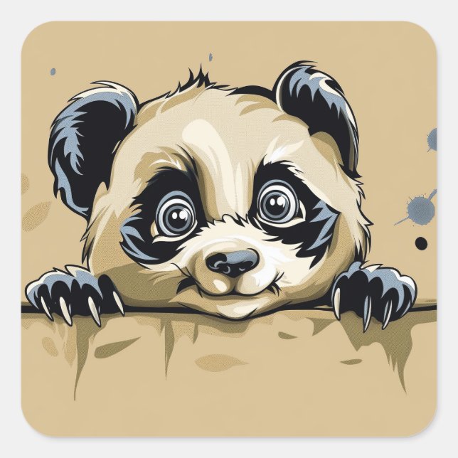 Sticker Carré Panda bébé mignon (Devant)