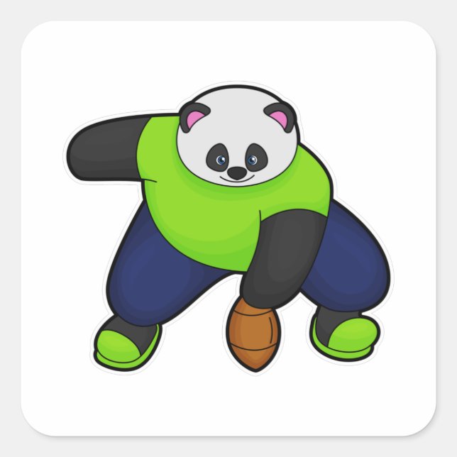 Sticker Carré Panda comme joueur de football avec football (Devant)