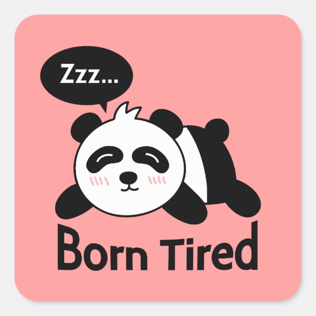 Sticker Carré Panda Dormir mignonne, Né Fatigué (Devant)
