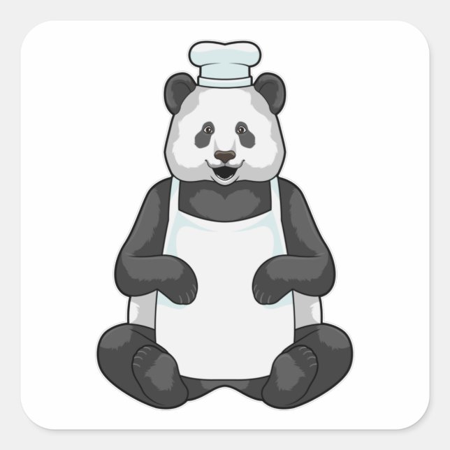 Sticker Carré Panda en tant que chef avec casquette Cuisine (Devant)