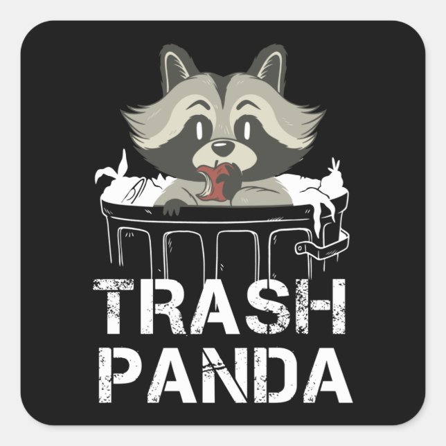 Sticker Carré Panda Racoon Trash - Cadeau Raccoon (Devant)