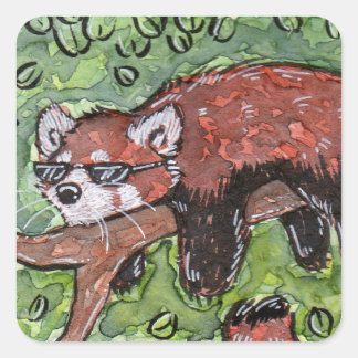 Sticker Carré Panda rouge de Chillin