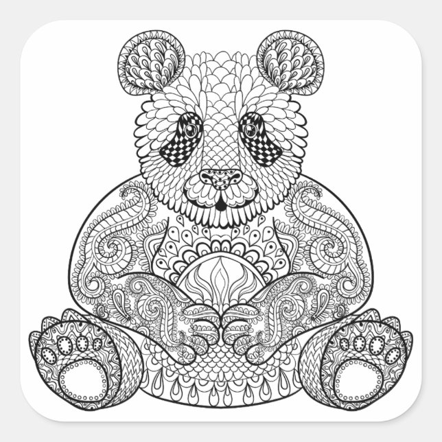 Sticker Carré Panda tribal inspiré (Devant)