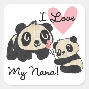 Sticker Carré Pandas I Love My Nana