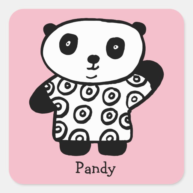 Sticker Carré Pandy le Panda personnalisé (Devant)