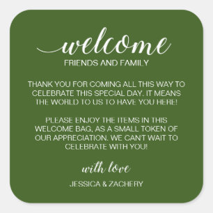 Sticker Carré Panier cadeau de bienvenue pour Mariage blanc fonc