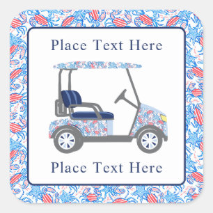 Sticker Carré Panier de golf Crabs patriotiques chic