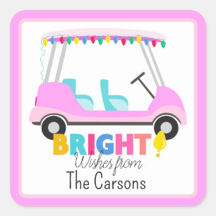 Sticker Carré Panier de golf rose Vêtements lumineux avec ampoul