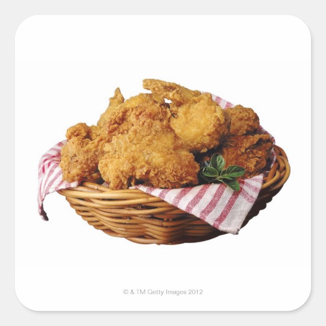 Sticker Carré Panier de poulet frit (Devant)