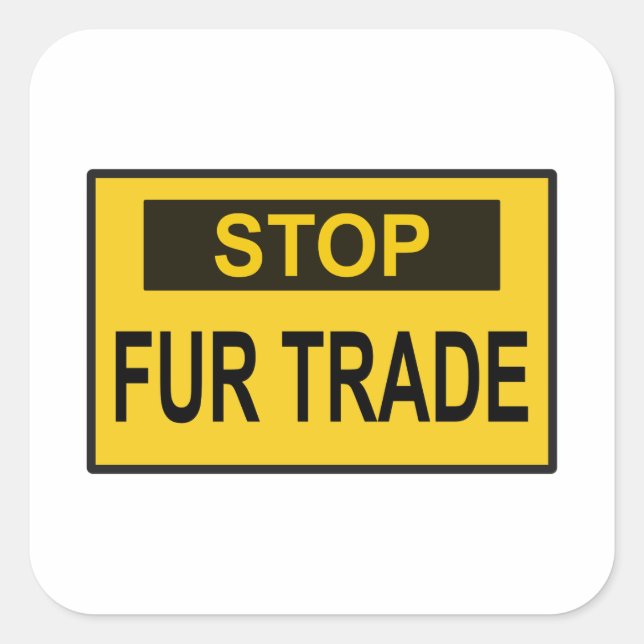 Sticker Carré Panneau commercial Stop Fur jaune (Devant)