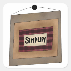 Sticker Carré Panneau d'art de mot minimaliste rustique Simplifi