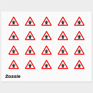 Sticker Carré Panneau d'avertissement de robot médical futuriste