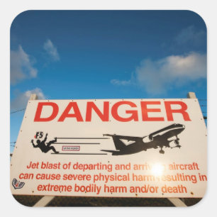 Sticker Carré Panneau d'avertissement près d'aéroport de St