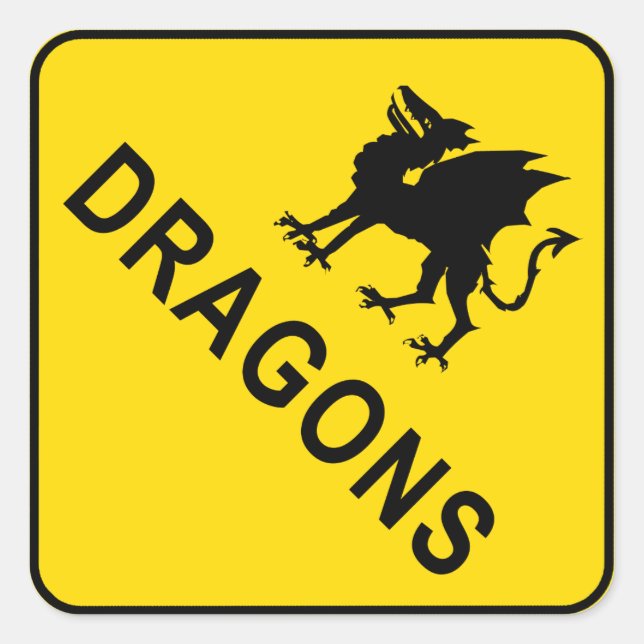 Sticker Carré Panneau d'avertissement Welsh Dragon (Devant)