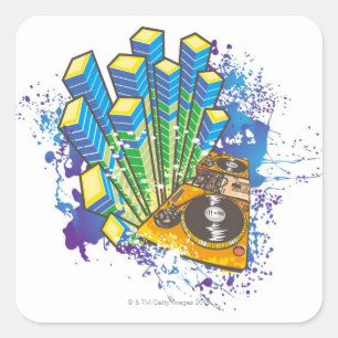Sticker Carré Panneau de commande du DJ