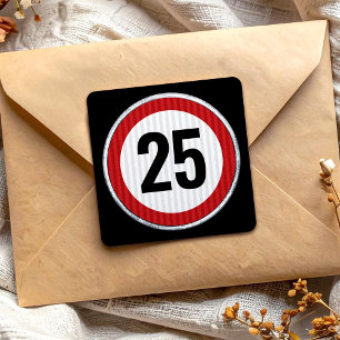 Sticker Carré Panneau de limitation de vitesse pour 25e annivers