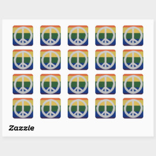 Sticker Carré Panneau de paix Rainbow