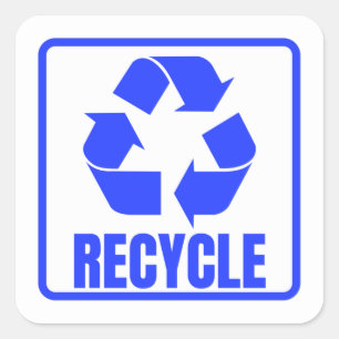 Sticker Carré Panneau de recyclage bleu