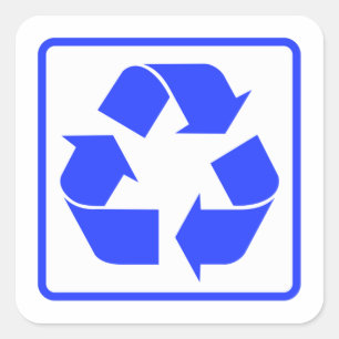 Sticker Carré Panneau de recyclage bleu classique 