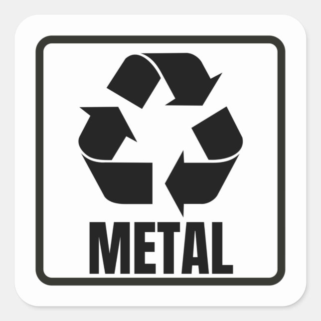 Sticker Carré Panneau de recyclage métal noir (Devant)