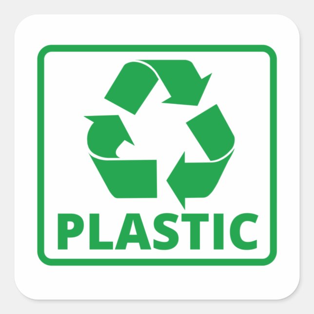 Sticker Carré Panneau de recyclage plastique vert (Devant)