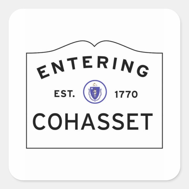 Sticker Carré Panneau de rue COHASSET MASSACHUSETTS (Devant)