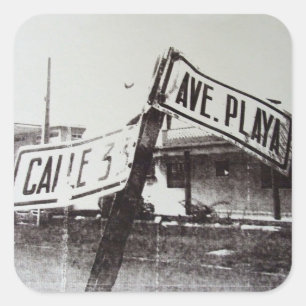 Sticker Carré Panneau de rue noir et blanc