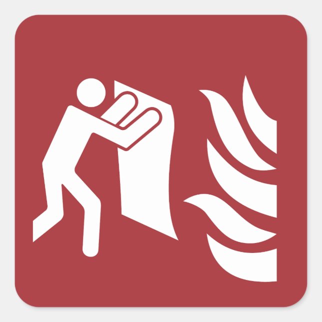 Sticker Carré Panneau de sécurité de la couverture d'incendie (Devant)