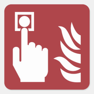 Sticker Carré Panneau de sécurité du bouton d'alarme incendie