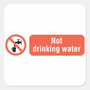 Sticker Carré Panneau de sécurité pour eau non potable