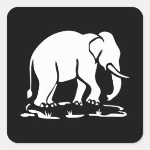 Sticker Carré Panneau de trekking des éléphants asiatiques devan