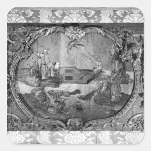 Sticker Carré Panneau d'Overdoor avec le sujet chinois, c.1730