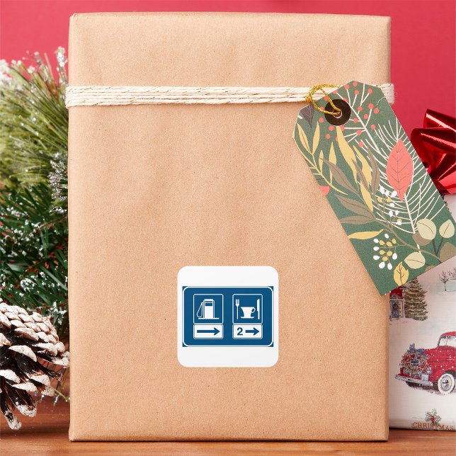 Sticker Carré Panneau Gare Et Chemin De Diner (Créateur téléchargé)