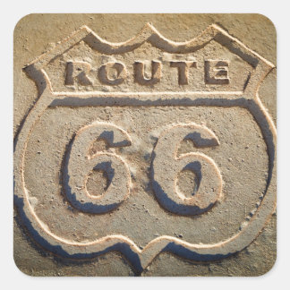 Sticker Carré Panneau historique Route 66, Arizona