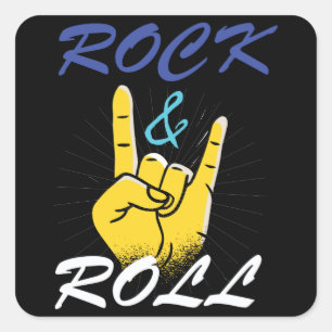 Sticker Carré Panneau main Rock N Roll