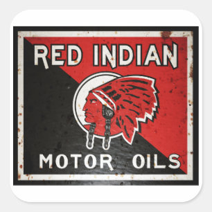 Sticker Carré Panneau Red Indian Motor Oil rouillé vers.