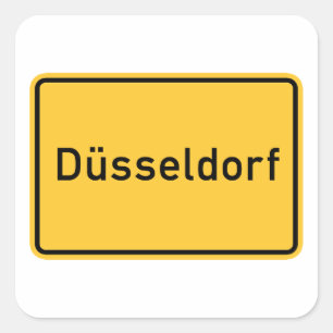 Sticker Carré Panneau routier de Dusseldorf, Allemagne