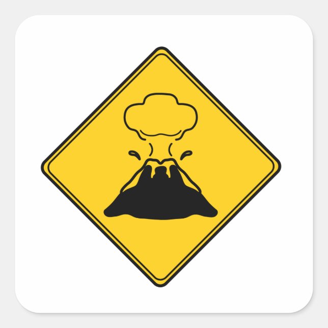 Sticker Carré Panneau routier - Volcan (Devant)