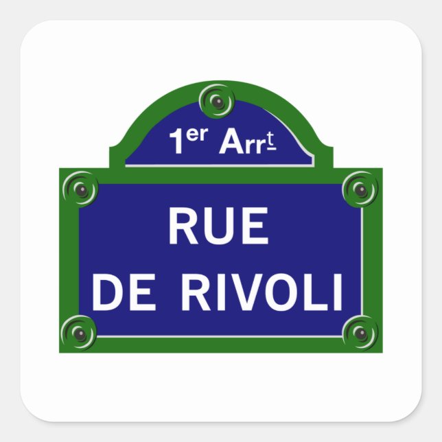 Sticker Carré Panneau rue de Rivoli, Paris (Devant)
