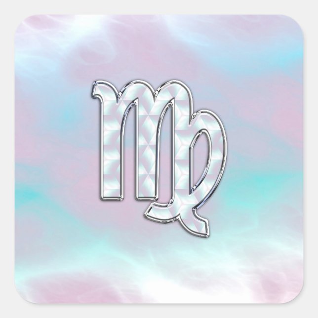 Sticker Carré Panneau Virgo Zodiac sur Pastels Mère de Perle (Devant)