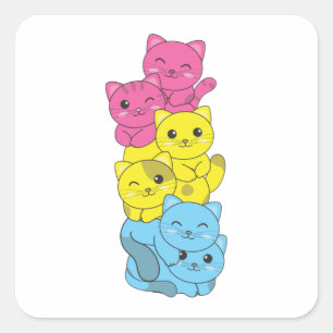 Sticker Carré Pansexual Flag Pansexual Pride Lgbtq Cute Cat Squa