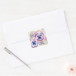 Sticker Carré Pansies Pansy Fleur violet Rose floral