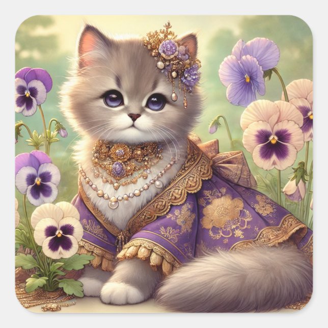 Sticker Carré Pansy Princess Cat (Devant)