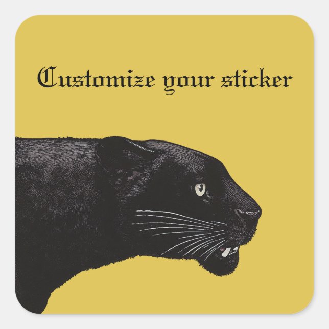 Sticker Carré Panther noire par Toshi Yoshida (Devant)