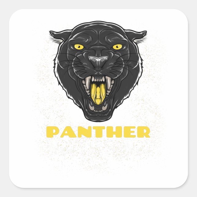 Sticker Carré Panthère d'horreur noire (Devant)