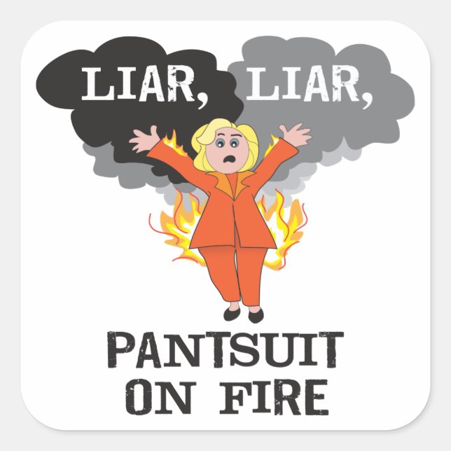 Sticker Carré Pantsuit sur le feu (Devant)