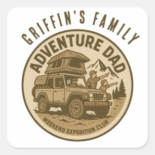 Sticker Carré Papa Aventurier – CLUB D'EXPÉDITION DE WEEK-END